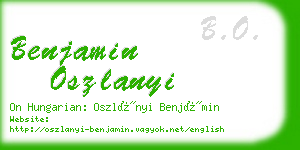 benjamin oszlanyi business card